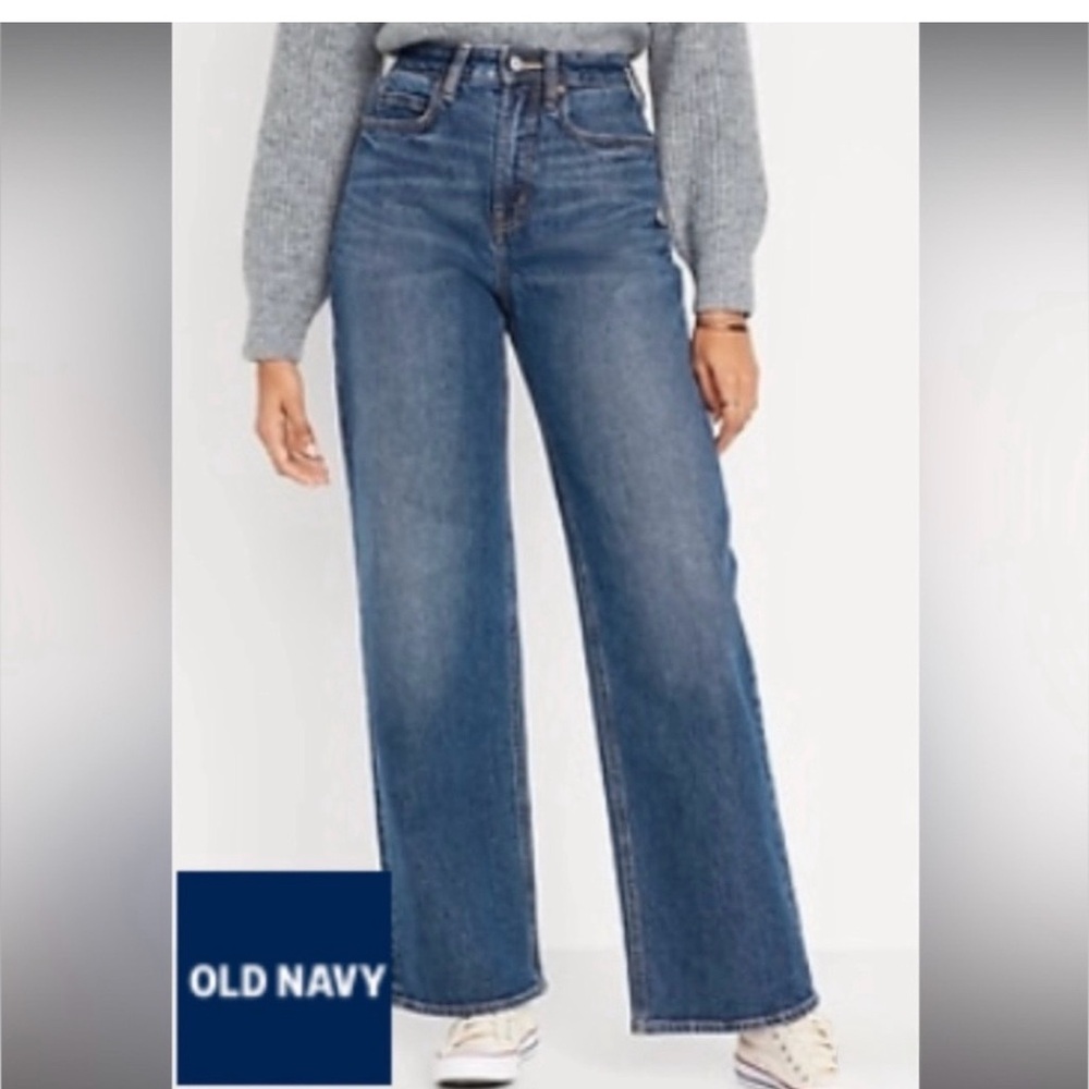 Old Navy Women's Extra High Rise Curvy Wide Leg Jeans Size 10 P